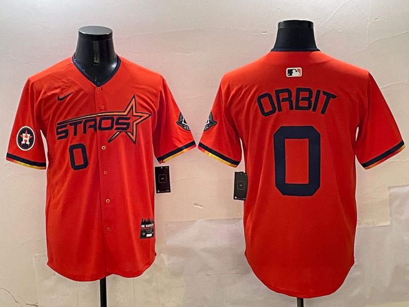 Men Houston Astros #0 Orbit Orange Three generations Joint Name 2025 Nike MLB Jersey style 2